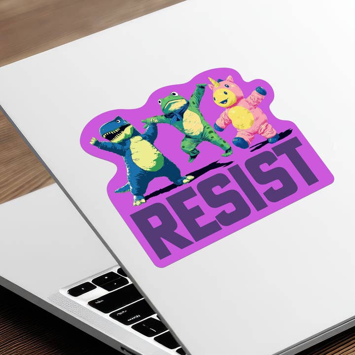Waterknot - Wholesale Sticker - Inflatable Frog, Dinosaur, Unicorn Resist Protest Sticker2