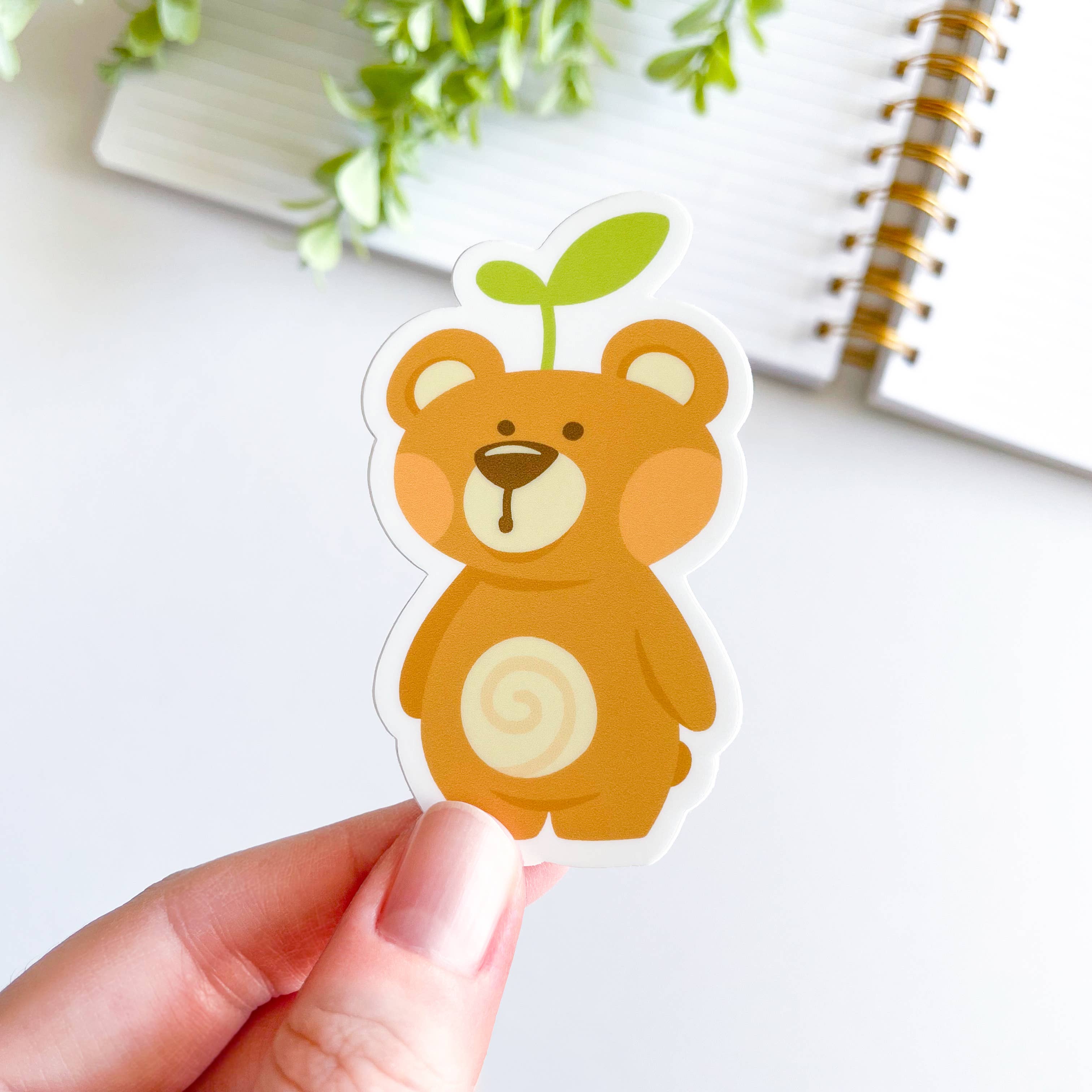 Studious Owl Press - Wholesale Sticker - Cute Bear Sprout Waterproof Matte Vinyl Sticker0