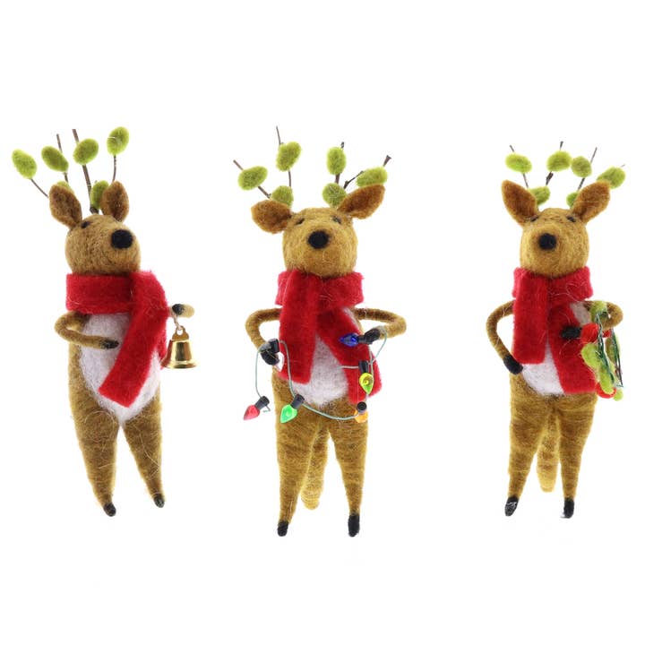 HomArt - Wholesale Ornament Set - Felt Reindeer Ornaments, Set of 3