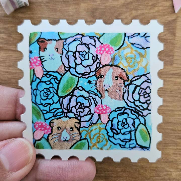 Jem and Cozy - Wholesale Sticker - Guinea Pig Garden Stamp Acrylic Vinyl Sticker0
