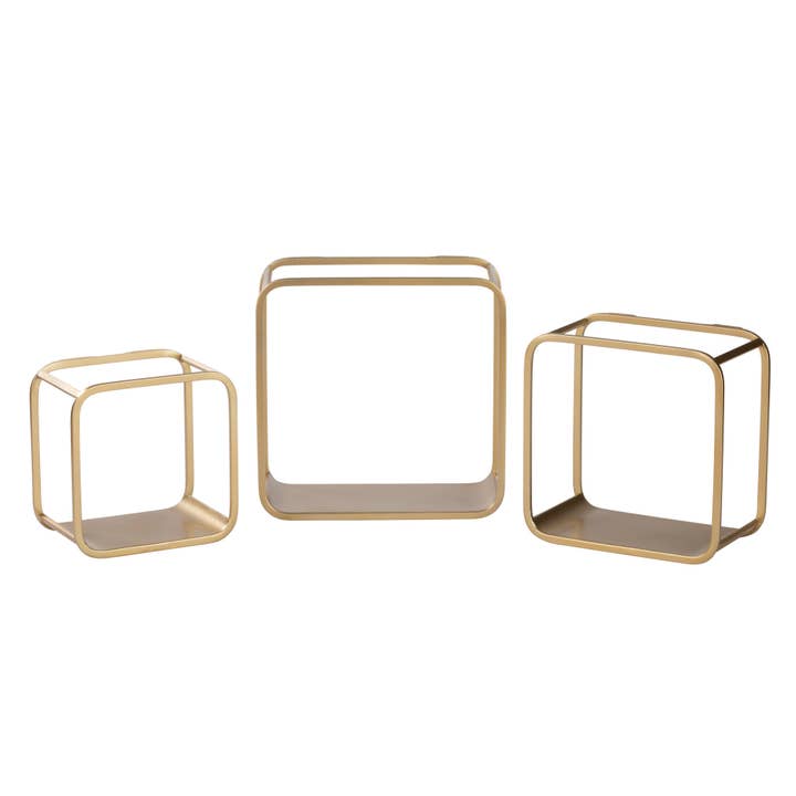 Tripar International - Wholesale Wall Mounted Shelf - Square Cube Wall Shelves - Set of 3 - Metal
