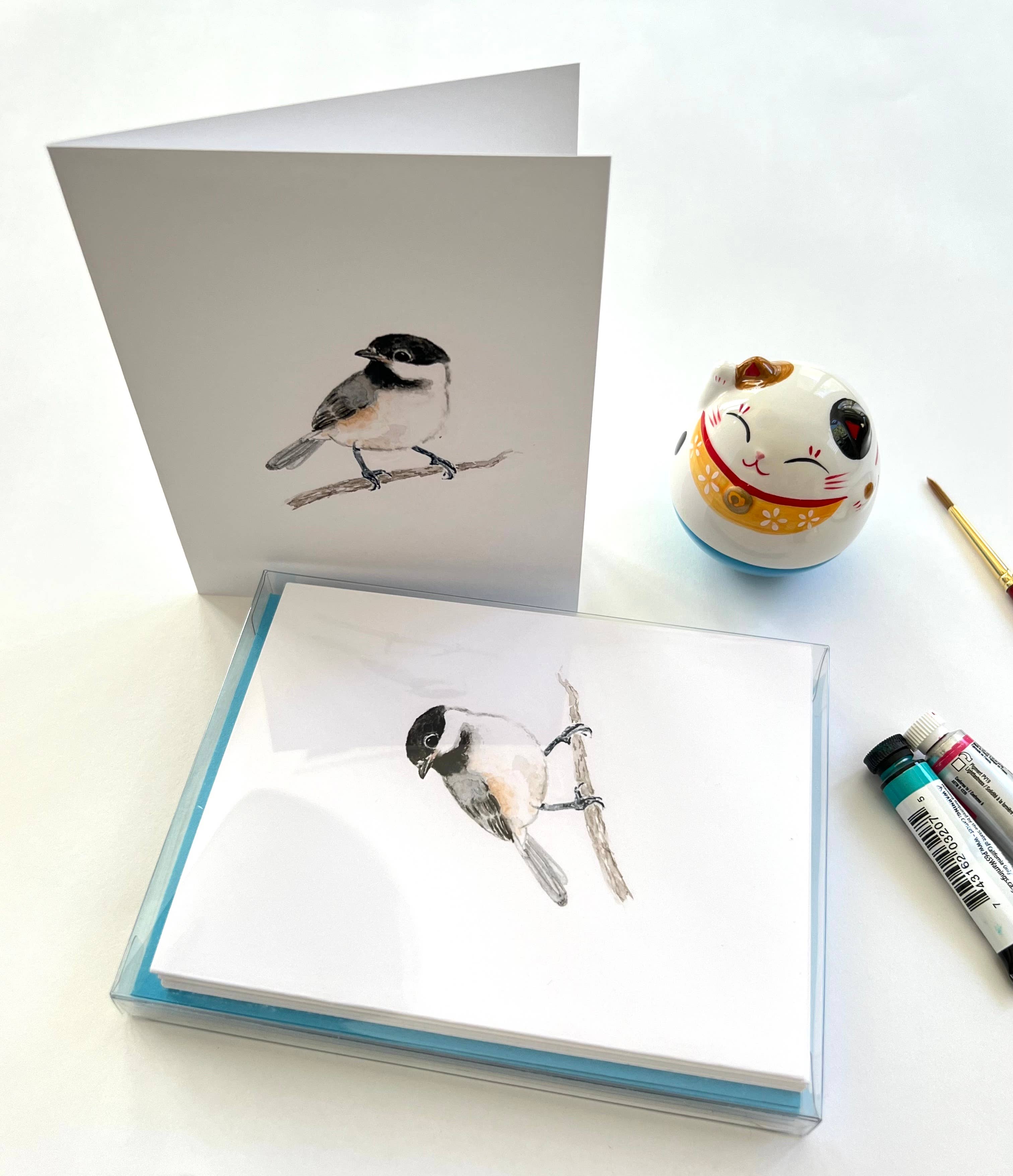 Flower Bird Art Studio - Wholesale Stationery/Notecard Set - Boxed note cards of 8 - chickadee1