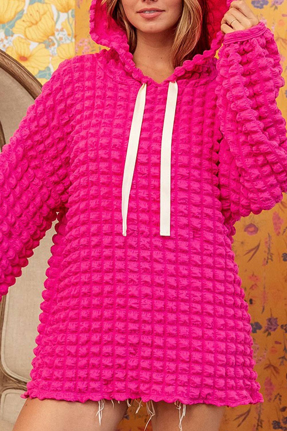 Lovesoft - Vente Sweat à capuche – femme - Sweat à capuche gaufré texturé à bulles5