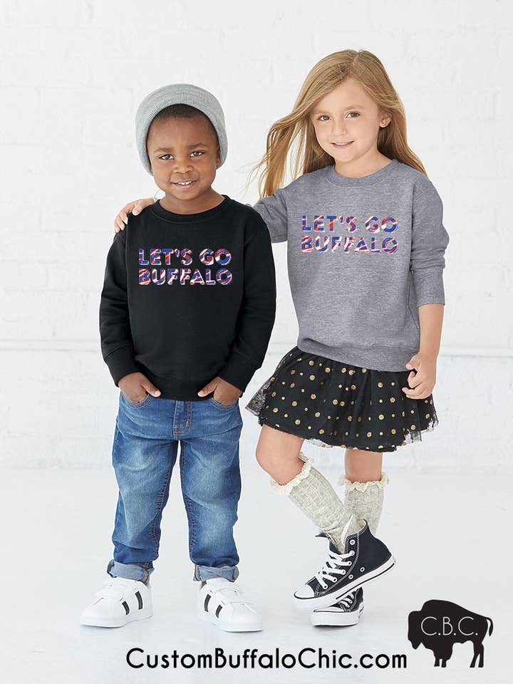 Custom Buffalo Chic - Wholesale Sweatshirt - Kids - Let's go Buffalo Bills Kid's Sweatshirt