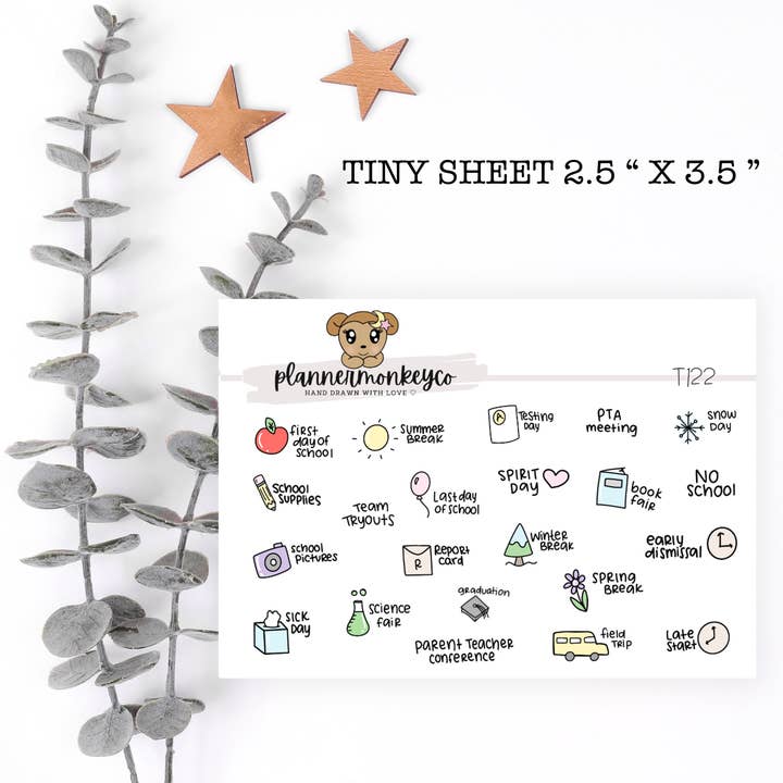 T122 | Liste de choses à faire pour la rentrée - Petite feuille pour la vente par Plannermonkeyco