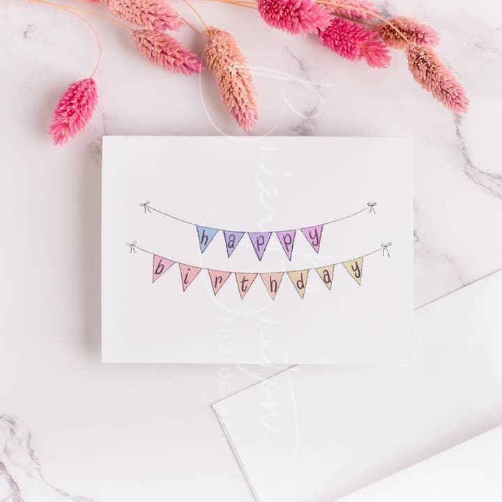 Birthday Banner Greeting Card for wholesale by Rachel’s little design corner