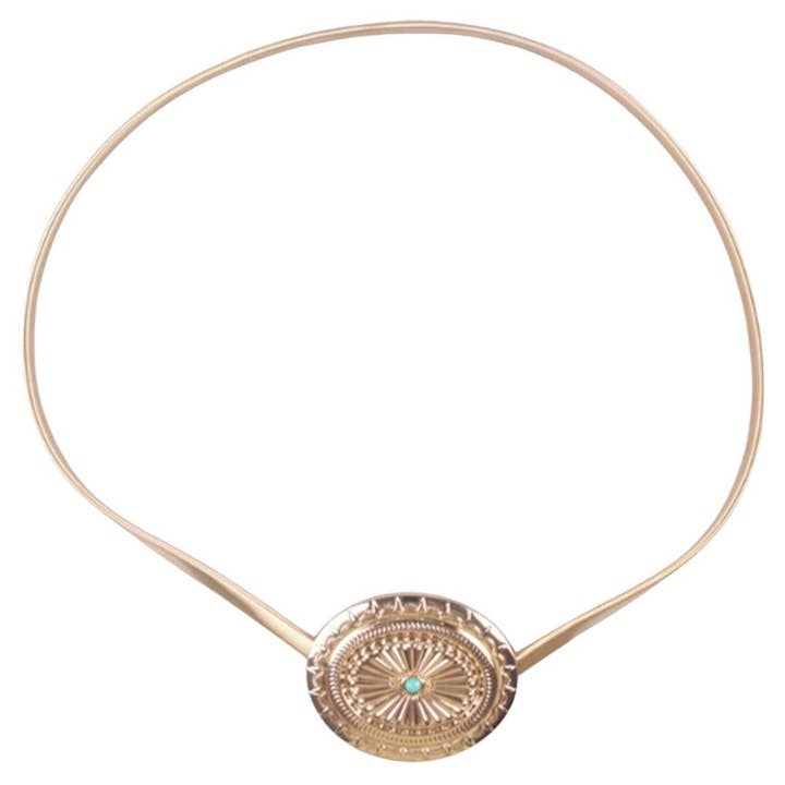 WESTERN ENGRAVED METAL CONCHO THIN BELT, TTB 217 for wholesale by JOIA ACCESSORIES