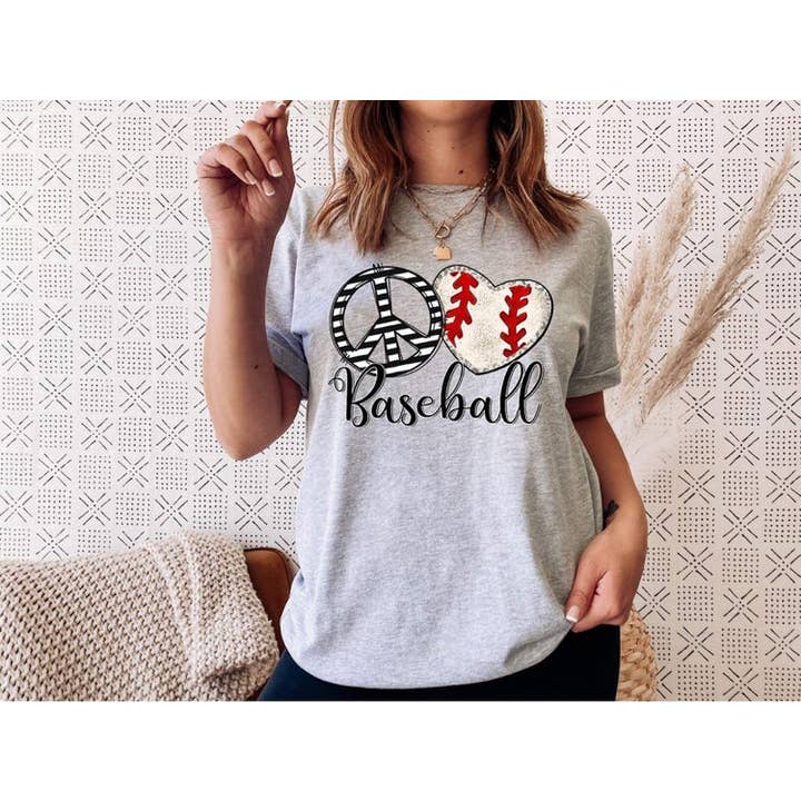 Peace Love Baseball T-shirt för wholesale av Rockin’ 5A Apparel