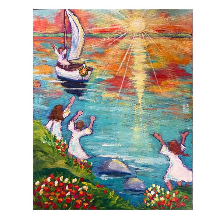 'Welcome Home' Painting of Entering Heaven, Christian Art for wholesale by The Art of Kristen Feighery