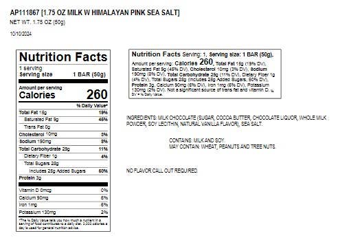 Astor Chocolate Corp. - Wholesale Chocolate Bar - Moodibars SALTY Milk Chocolate Pink Himalayan SeaSalt 1.5oz2