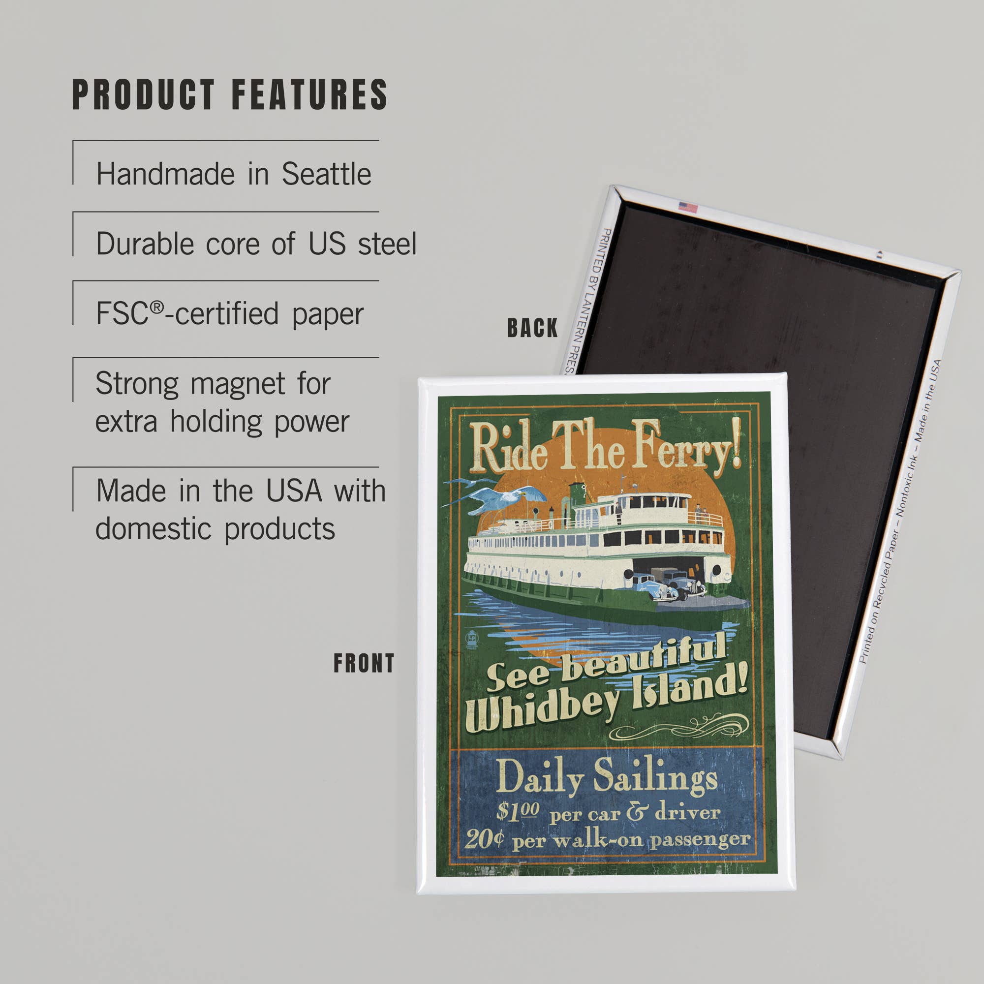 Lantern Press - Wholesale Magnet - MAGNET Whidbey Island, Washington, Ferry2