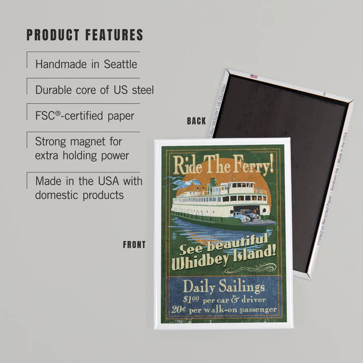 Lantern Press - Wholesale Magnet - MAGNET Whidbey Island, Washington, Ferry2