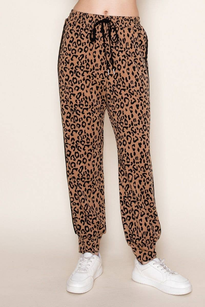 Tortora P80291 Joggers a Maglia a Vita Alta con Stampa Leopardo in vendita all'ingrosso su Faire