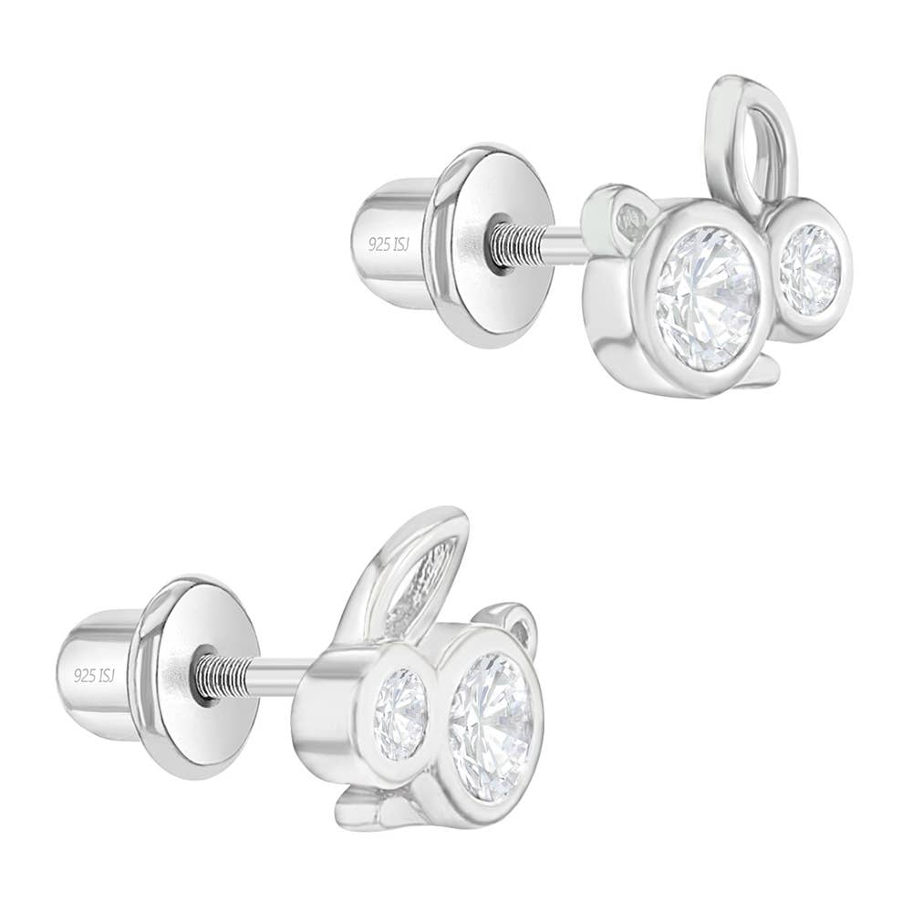 In Season Jewelry - Wholesale Earrings - Kids - CZ Bunnies Baby / Toddler / Kids Earrings - Sterling Silver4