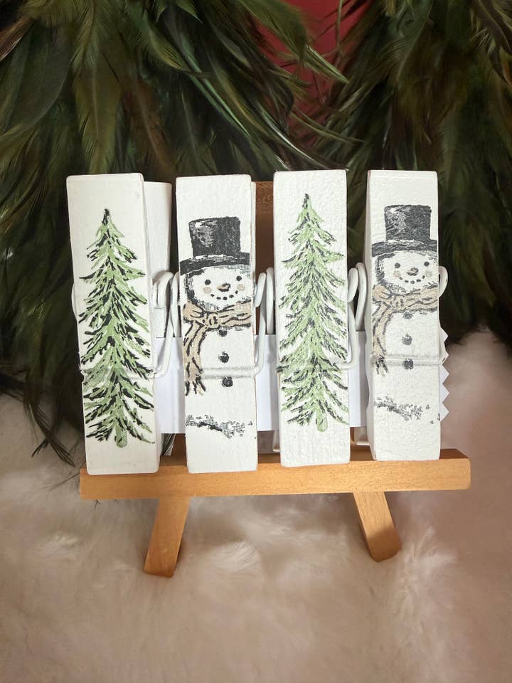 Snowman and Evergreen Snack Chip Clips for wholesale by NanCBeeCreations