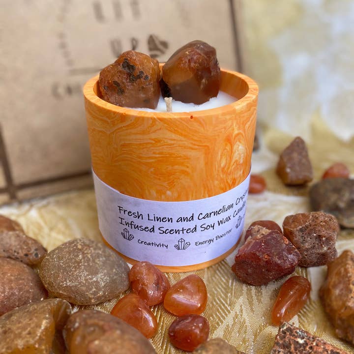 Lit Up, Ireland - Wholesale Jar/Filled Candle - Carnelian / Linen Infused Soul Candle3