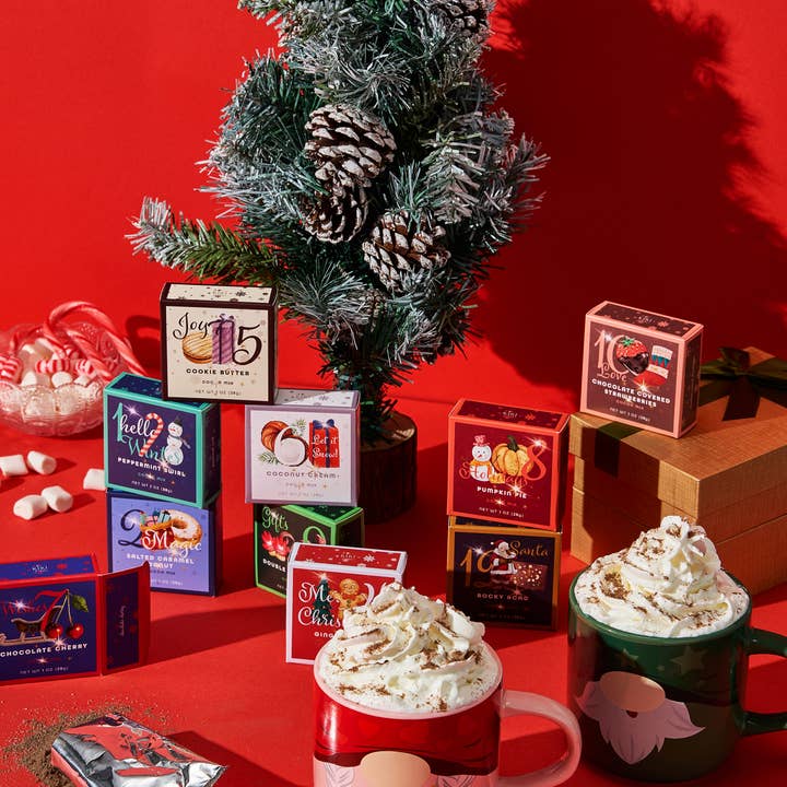The Wine Savant / Khen Glassware - Vendita all'ingrosso Mix per cioccolata calda - Set regalo gourmet con cioccolata calda 12 giorni di Natale