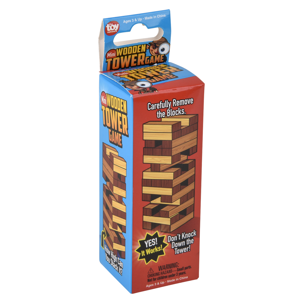 The Toy Network - Wholesale Board Game - (T) MINI WOODEN TOWER GAME 4"5