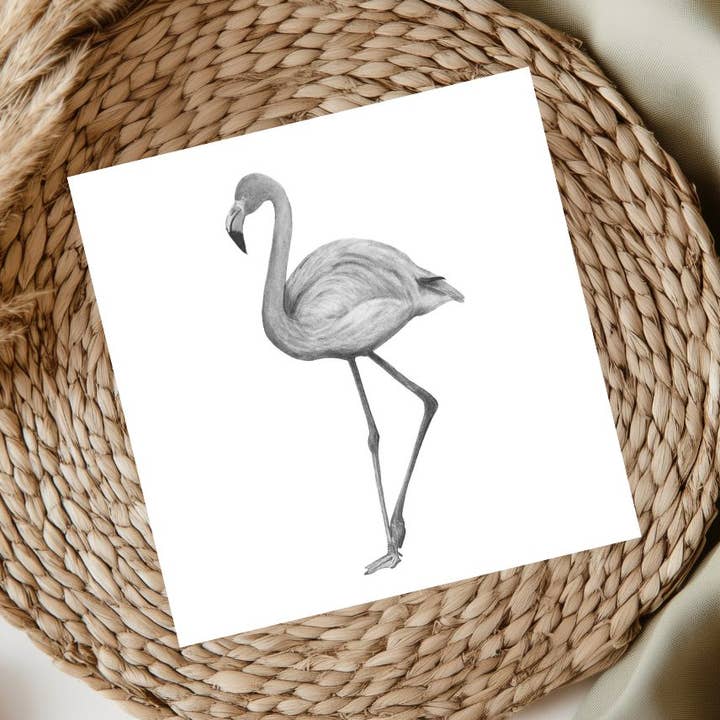 Celeste the Flamingo Greeting Card for wholesale by Libra Fine Arts