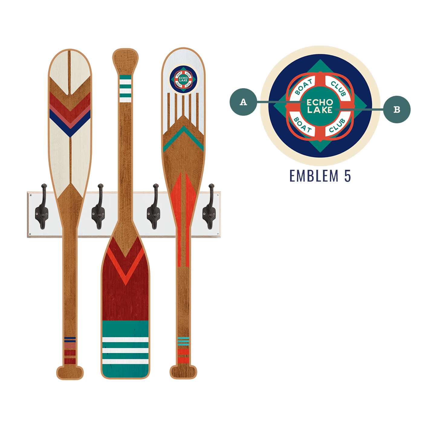 Old Wood Signs - Wholesale Wall Accent - Oar Coatrack - Classic Trio Edition8