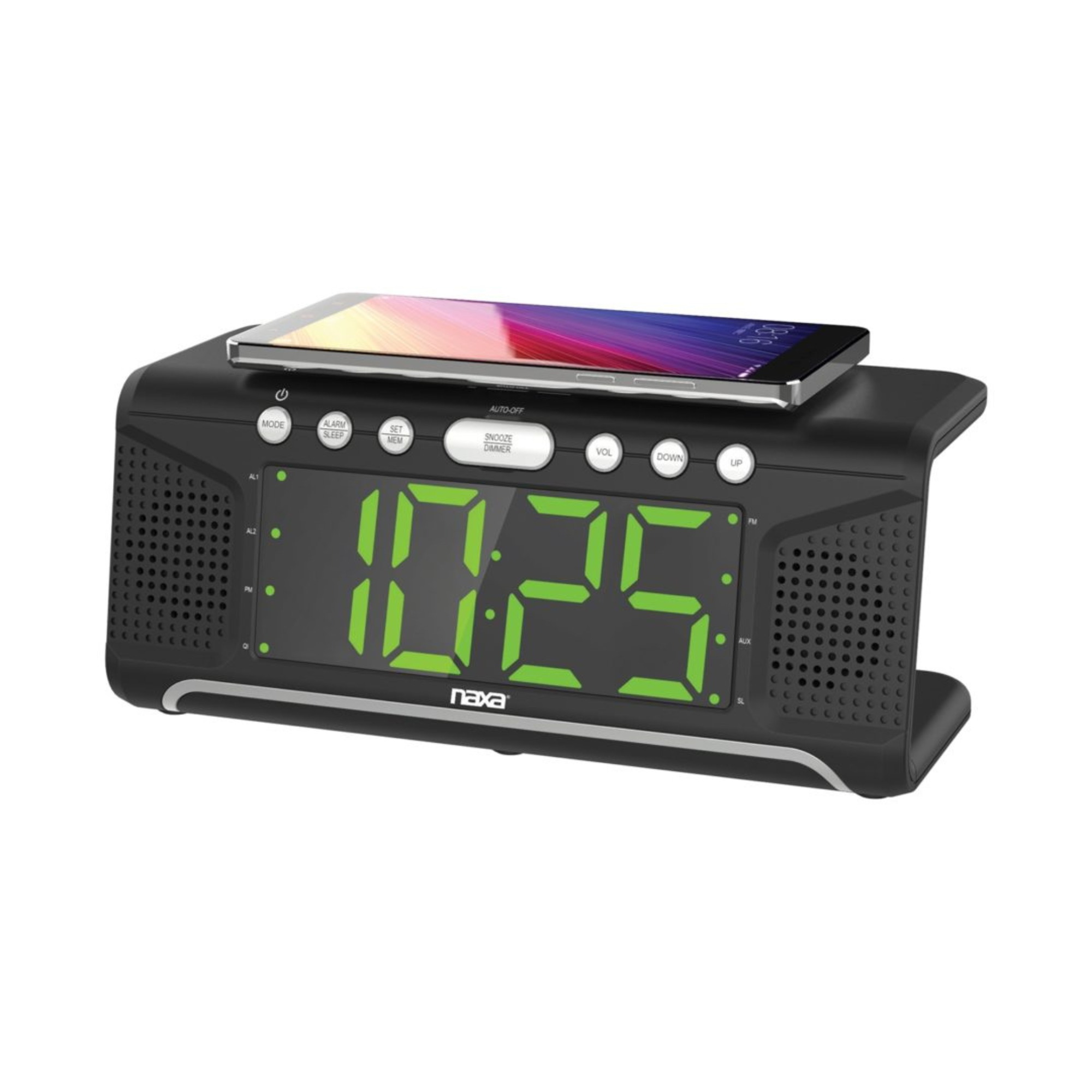 JupiterGear Home – wholesale Alarm clock – Naxa Dual Alarm Clock with Qi Wireless Charging Function1