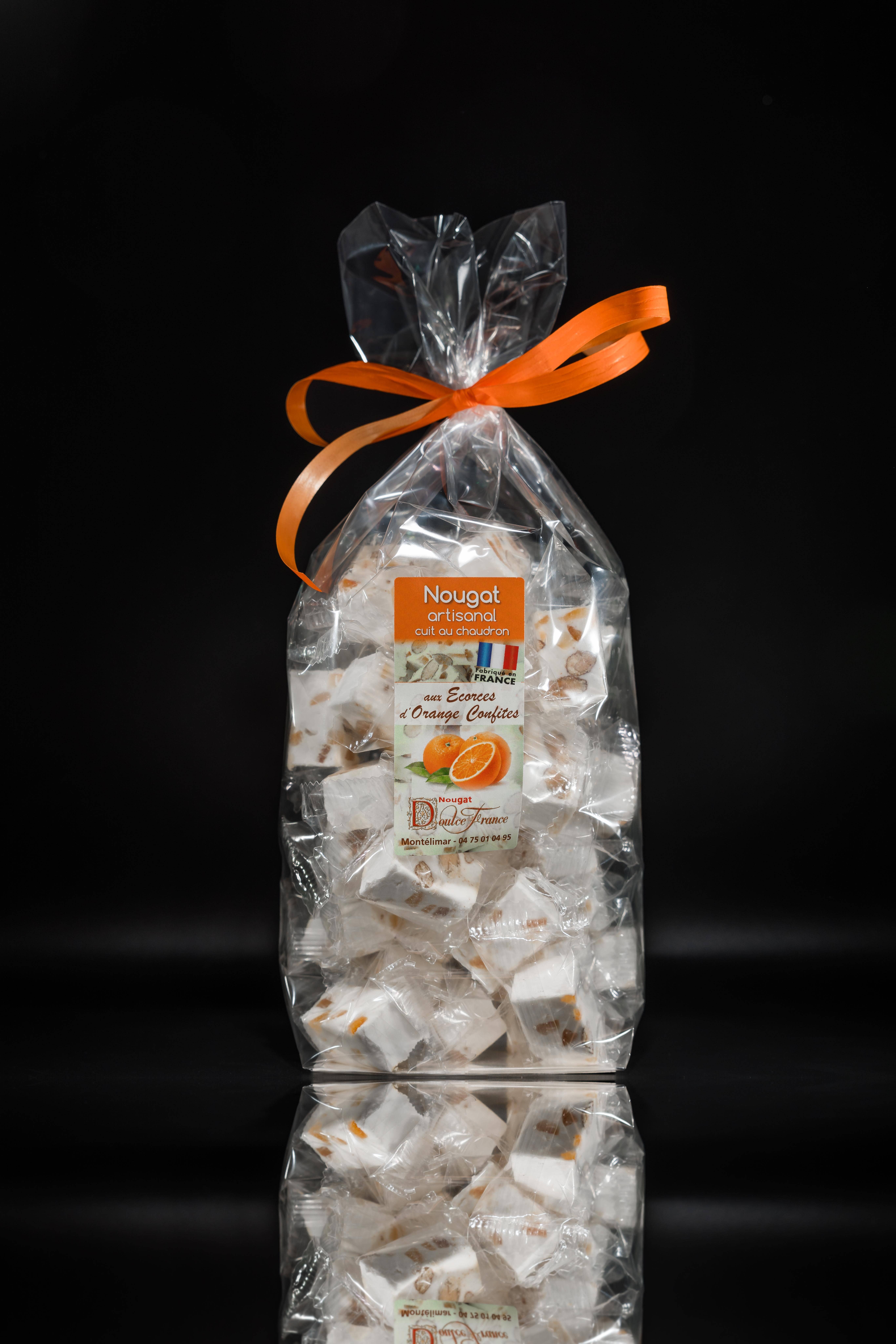 Doulce France - Wholesale Nougat - 400 g Bag of Nougat with Candied Orange Peels0