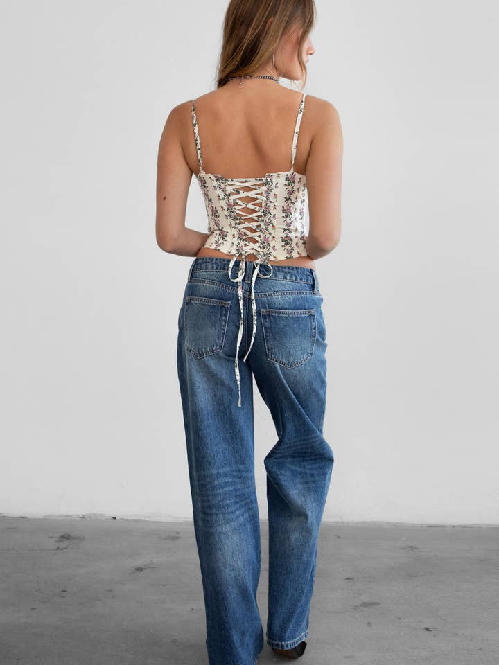 Blue STREIT Dark Denim Washed Low Rise Straight Leg Jeans for wholesale on Faire3