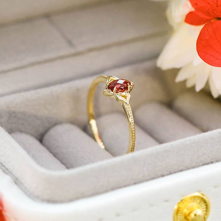 Boucles d'oreilles/bagues en grenat plaqué or 14K en argent S925 pour la vente par Gioiellin - S925 Silver Jewelry