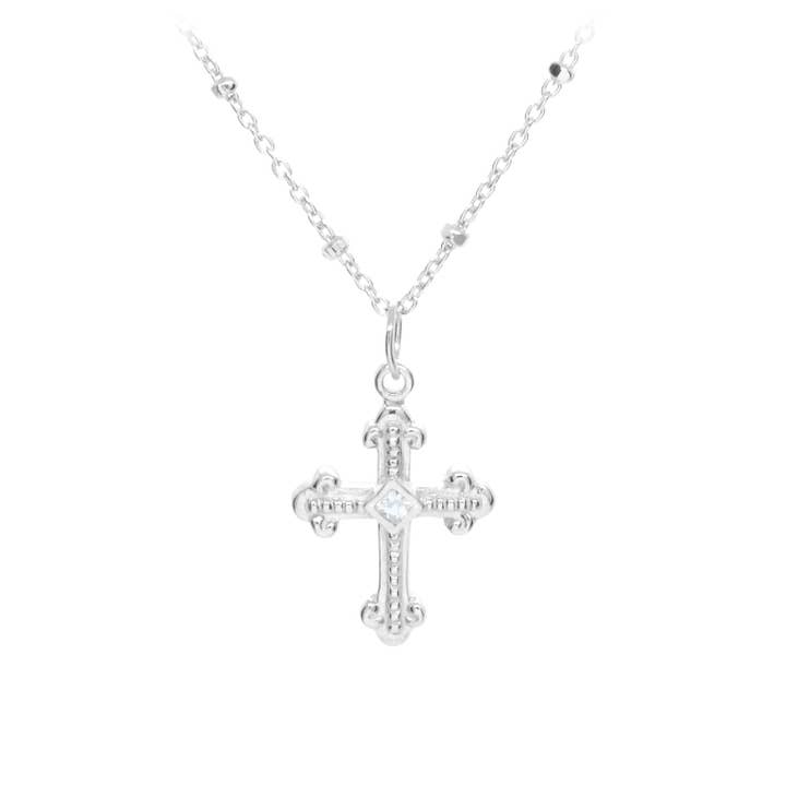 Plata - Wholesale Pendant/Charm Necklace - Classic CZ Cross Necklace