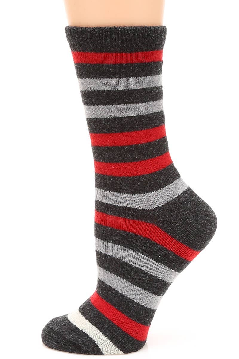009-RAYAS Calcetines de mujer en mezcla de lana a rayas de venta al por mayor en Faire7