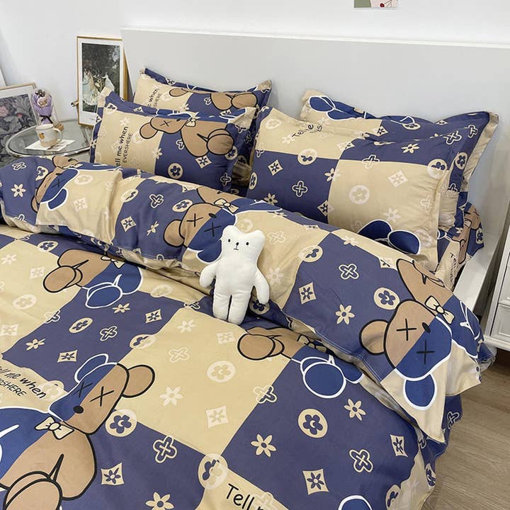 daintyduvet – Großhandel Bettwäsche-Set – Cute Bedding Teddybär-blaues Bettbezug-Set, luxuriöse Bettwäsche, Schlafsaal-Bettwäsche, Designer-Bettwäsche, Kinder-Bettbezug, King Queen, Full Twin Double5