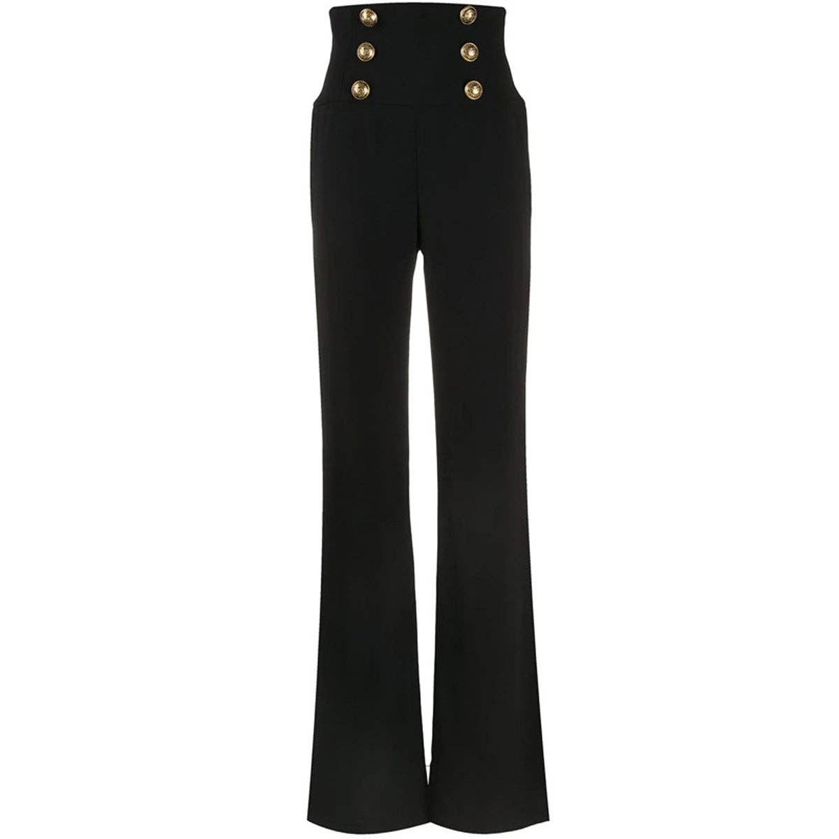 Sort M82 Højtaljede Draperede Vidde Flared Bukser for engroshandel på Faire2