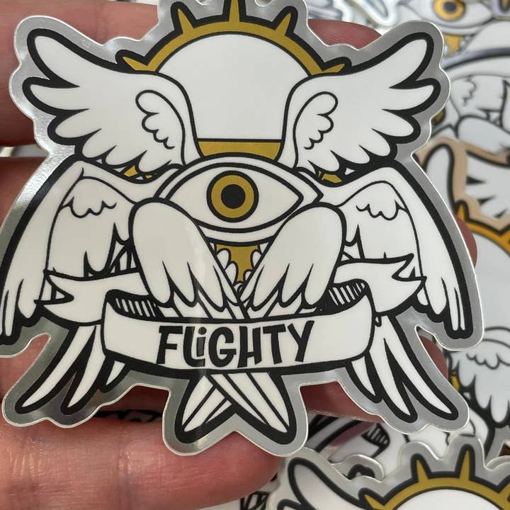 Fox and Brambles - Wholesale Sticker - Seraphim Biblical Angel Sticker. Mirror Gold Vinyl Sticker.