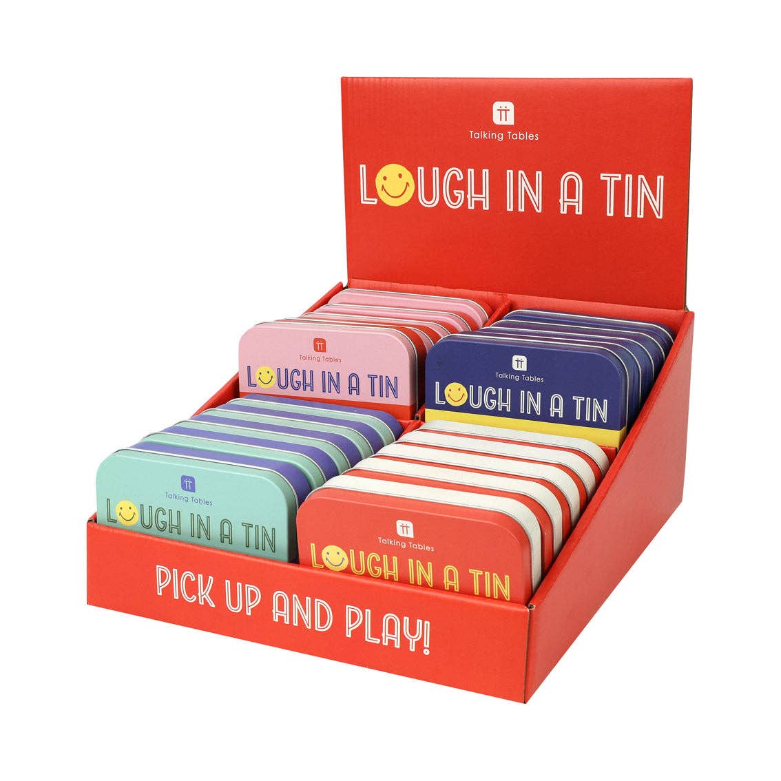 Talking Tables USA - Wholesale Card Game - Laugh in a Tin - Display - 4 Pack| Fun Card Games |0