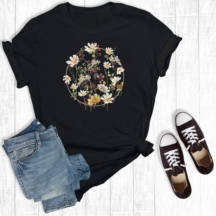 Retro Lente Bloemen Grafisch T-shirt voor wholesale door Rebel Rose