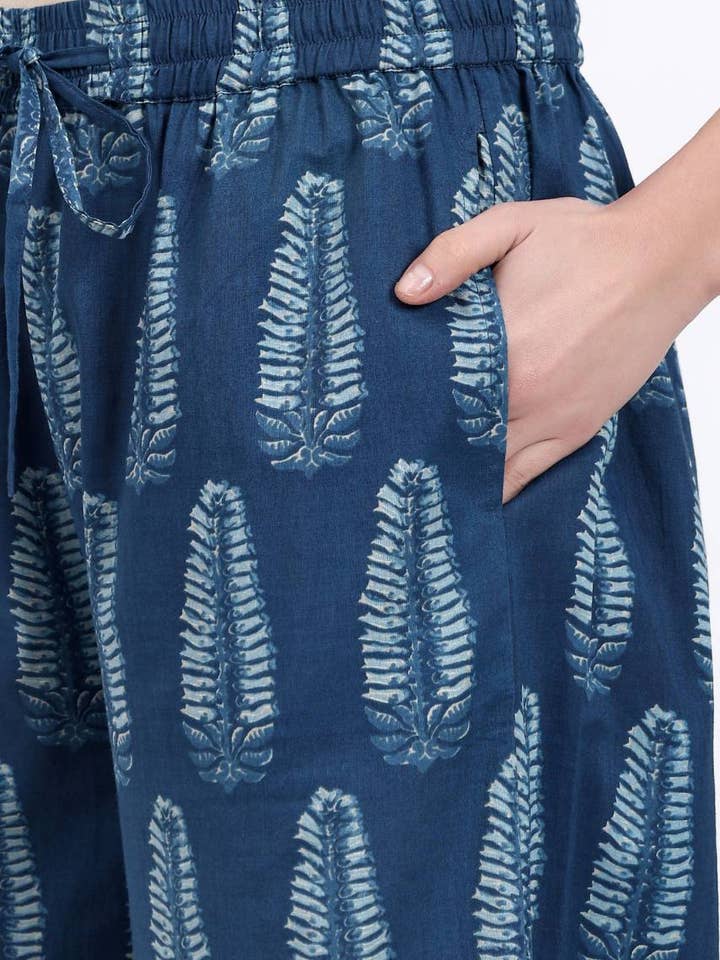 Hi Handmade - Wholesale Buttoned-down shirt – Women's - Coord Shirt Pant Set - Blue10