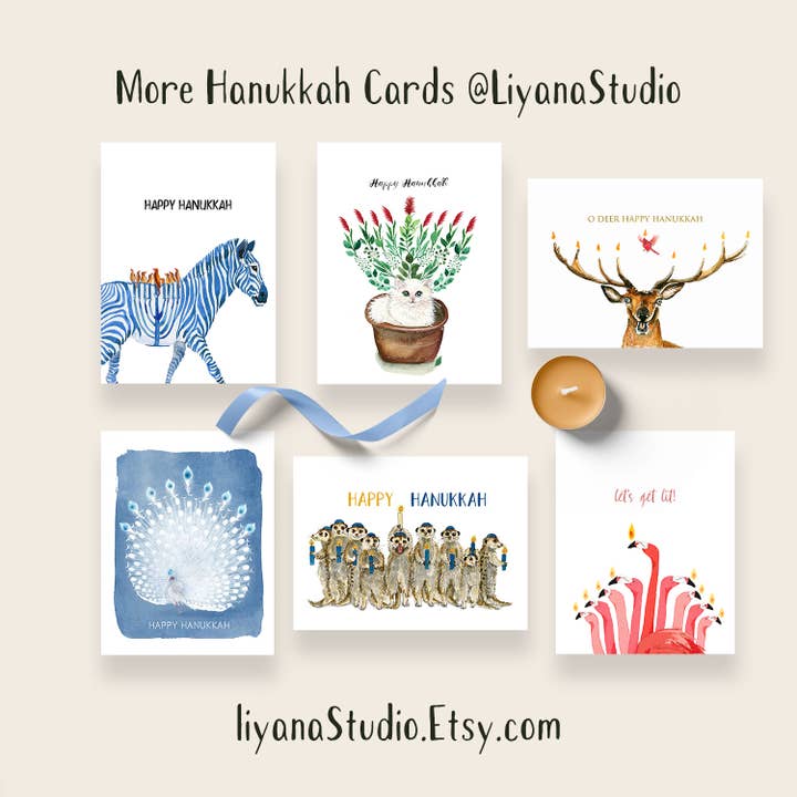 Liyana Studio – wholesale Hanukkah card – Llama Menorah - Funny Hanukkah Card
