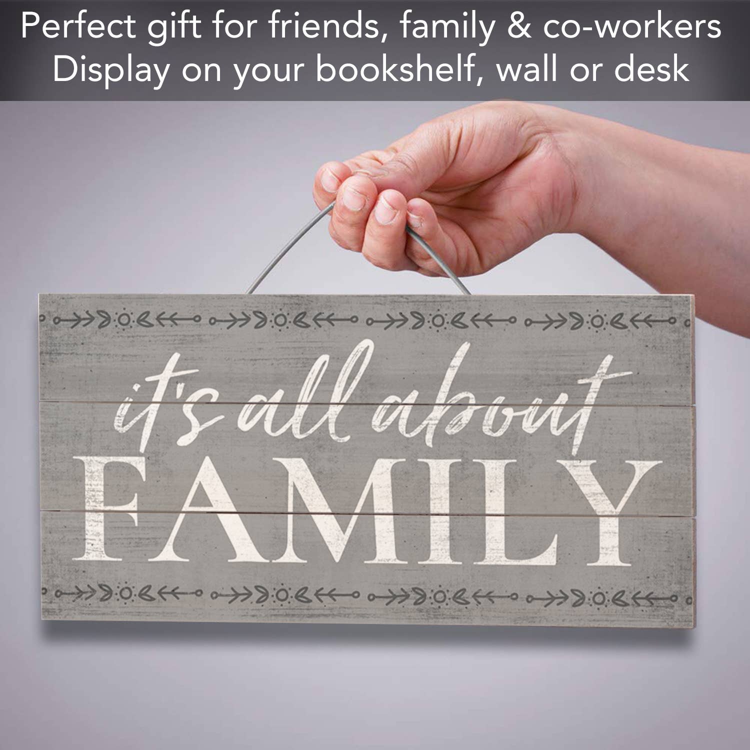 CounterArt/Highland Home/Thirstystone – Großhandel Schilder – Holzschild „All About Family“ aus Lattenholz, 30,5 x 15,2 cm4