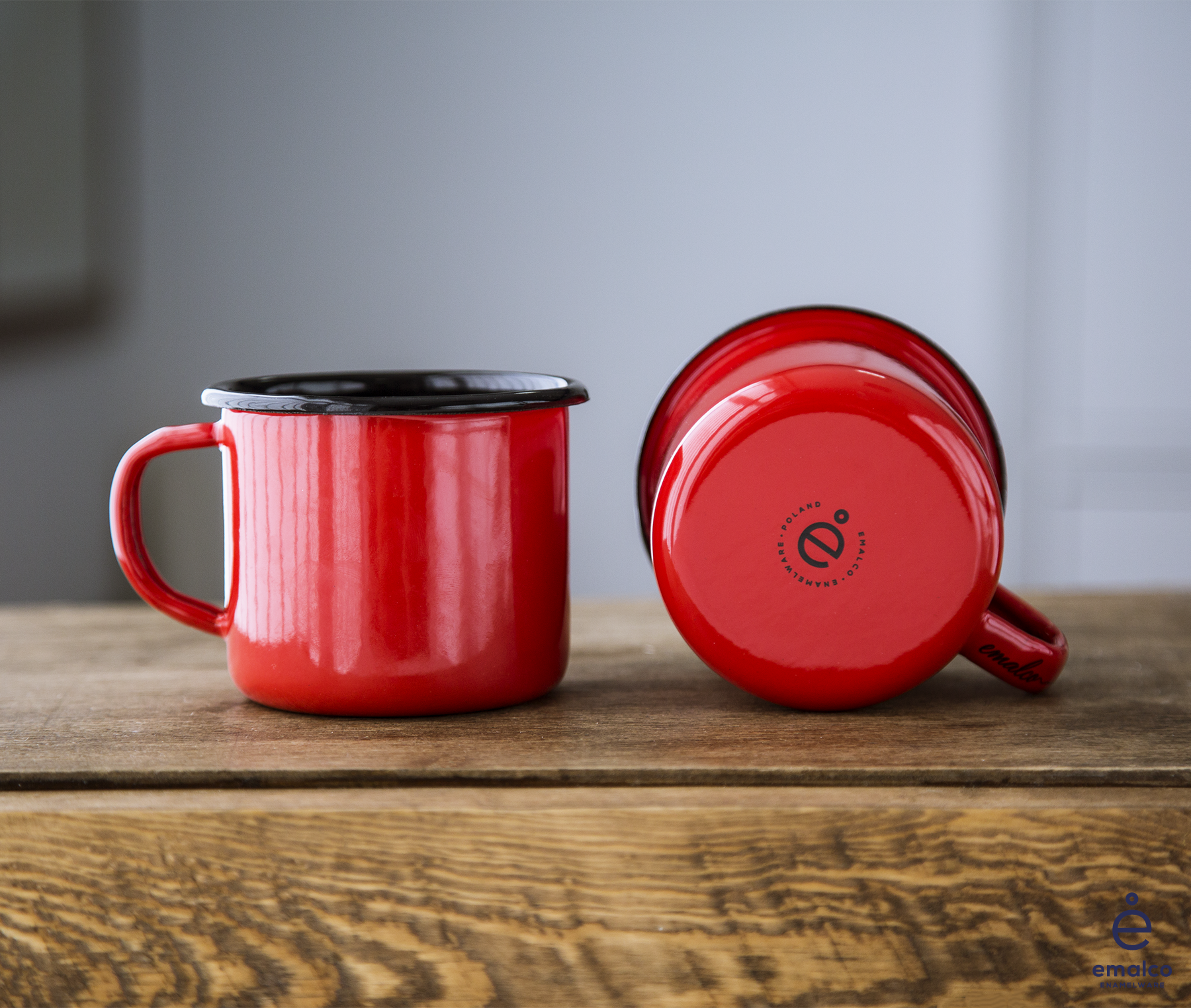Emalco Enamelware - Wholesale Coffee Mug - 12 oz Coral Red Coffee Mug | PLAIN B.2