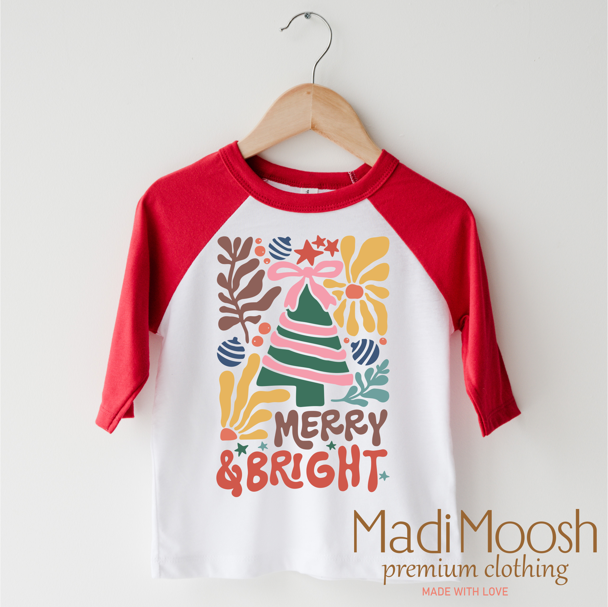 Madi Moosh - Vendita all'ingrosso Maglietta serigrafata - Bambini - Camicia natalizia Boho Merry And Bright - T-shirt natalizia Boho2