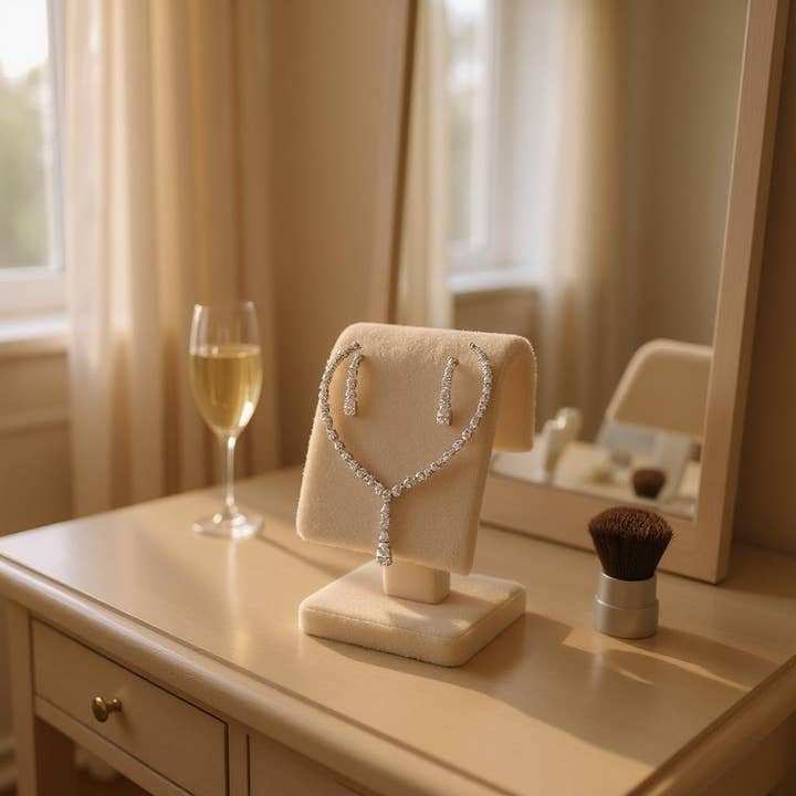 Athena Bridal Jewellery - Wholesale Jewellery set - CZ COLLECTION - DAINTY DROP NECKLACE SET - CZNK1607