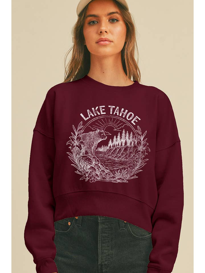 Honestee – Camisola gráfica - Mulher por atacado – Sweatshirt de Manga Comprida Curta Lake Tahoe11