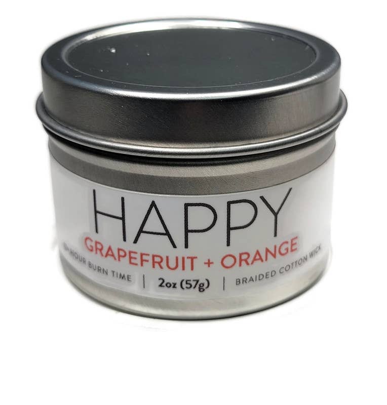 RachelMade Inc - Vente Bougies de voyage - Bougie Heureuse Pamplemousse + Orange Mini1