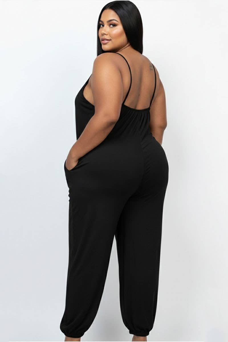 CAPELLA APPAREL - Wholesale Jumpsuit - Women's - Plus Size Sleeveless Jogger Jumpsuit2