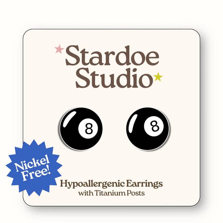 Eight Ball Earrings for wholesale by Stardoe Studio