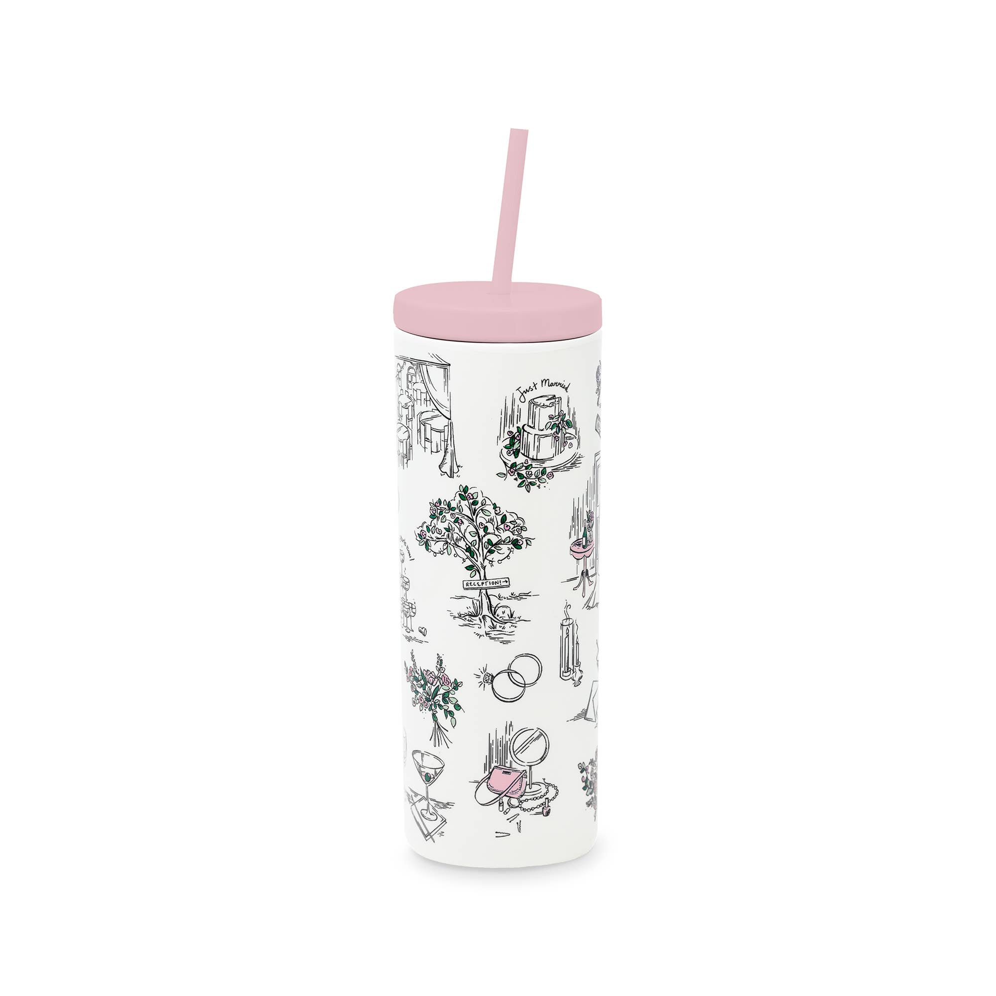 Kate Spade New York by Lifeguard Press - Wholesale Insulated Mug/Tumbler - Acrylic Tumbler with Straw, Bridal Toile