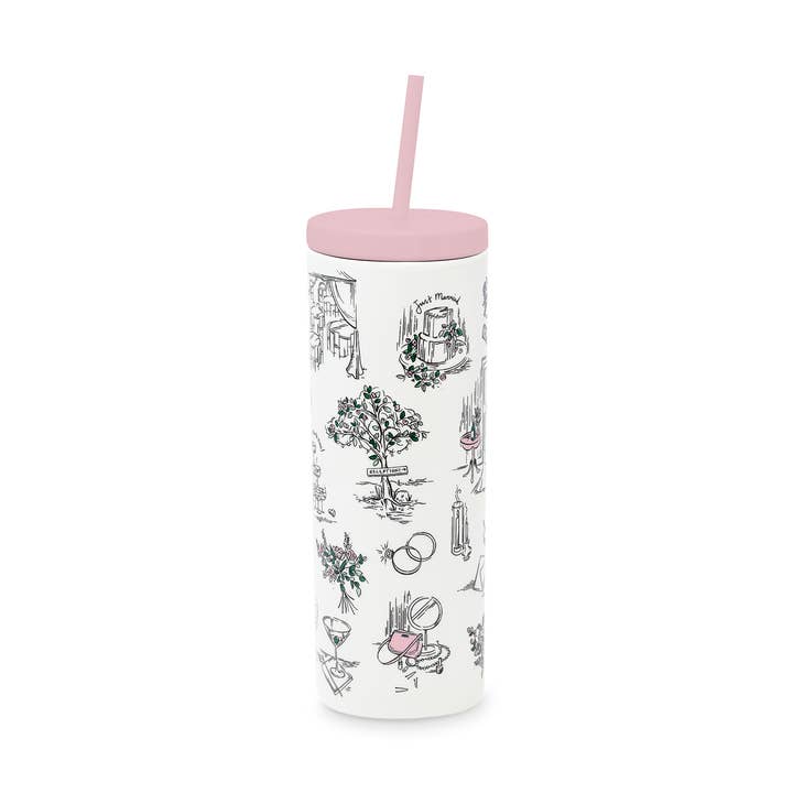 Kate Spade New York by Lifeguard Press - Wholesale Insulated Mug/Tumbler - Acrylic Tumbler with Straw, Bridal Toile0