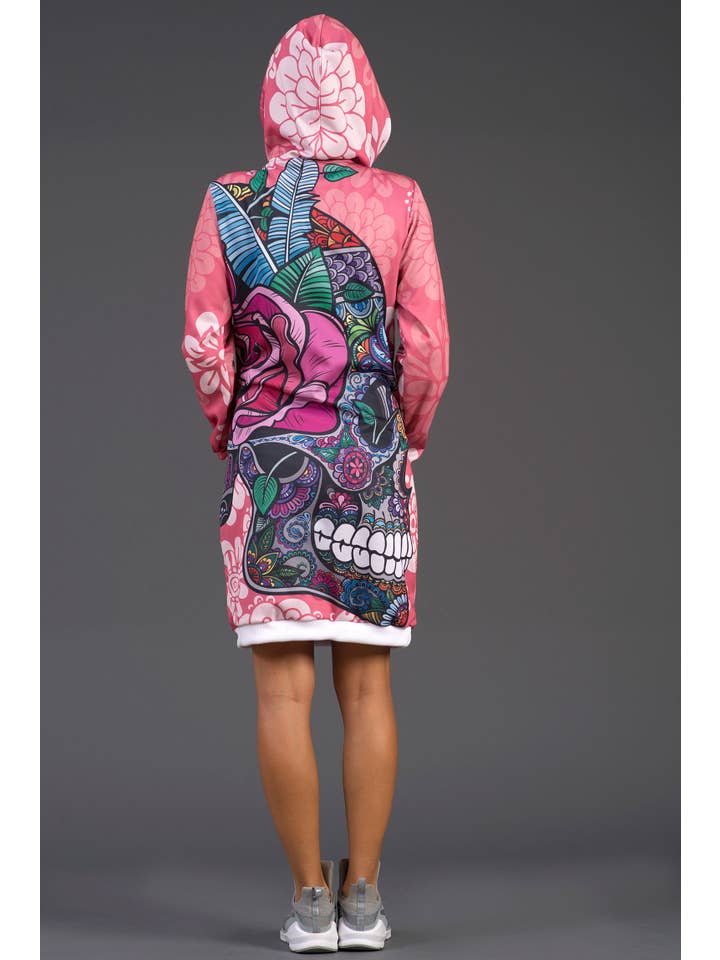 Fishikii – Großhandel Kleid – Damen – Sweatshirt-Kleid mit Totenkopf-Blumen | CAN-