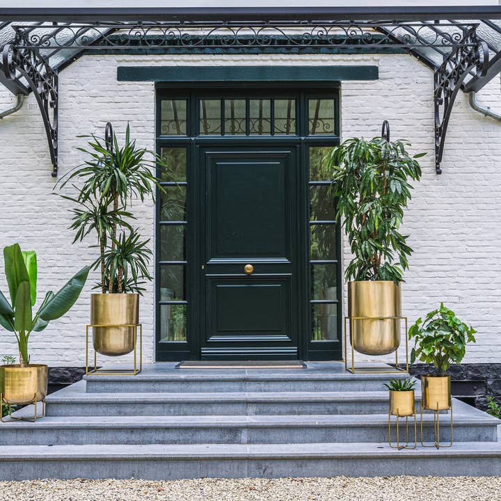 Bazar Bizar Living - Wholesale Plantenpot - Bloempot van messing op statief - Messing - XL1