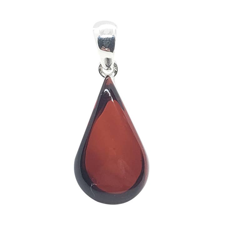 Pendentif en argent sterling et ambre cerise pour la vente par Amberman